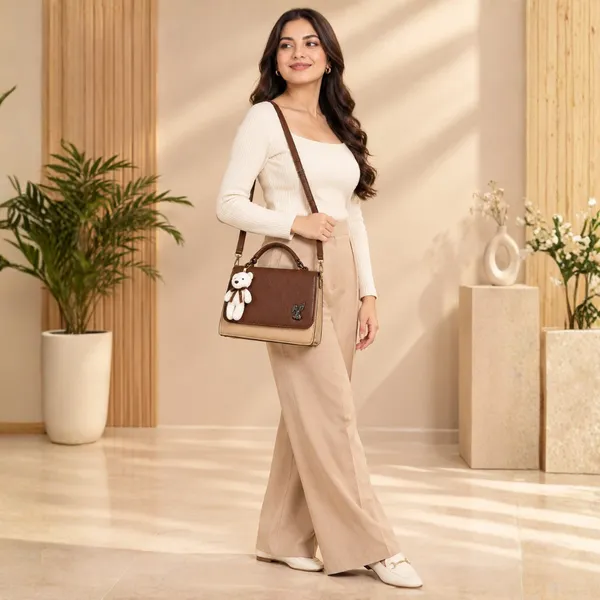 Brown_Textured_Teddy_Charm_Shoulder_Bag_for_Women