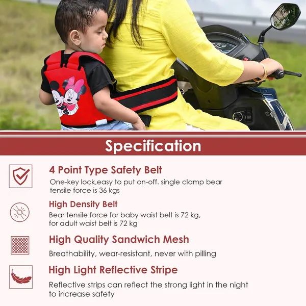 Red_Polyester_Kids_Safety_Belt_For_Two_Wheeler_With_Reflective_Strips_For_Baby