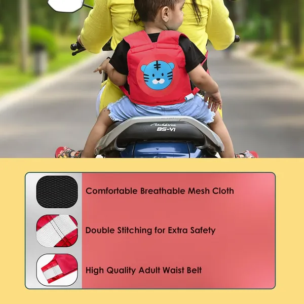 Red_Polyester_Kids_Safety_Belt_For_Two_Wheeler_With_Reflective_Strips_For_Baby