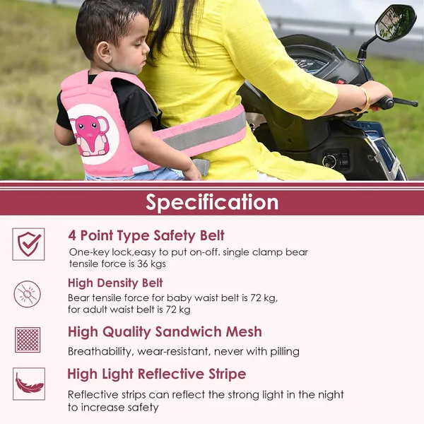 Pink_Polyester_Kids_Motorcycle_Safety_Harness_For_Baby