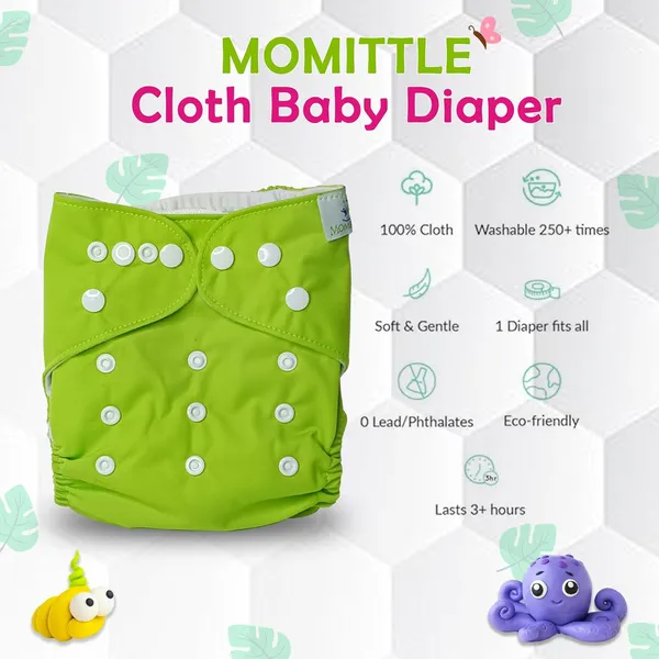 Lime_Green_Reusable_Cotton_Cloth_Diaper_With_Insert_For_Baby