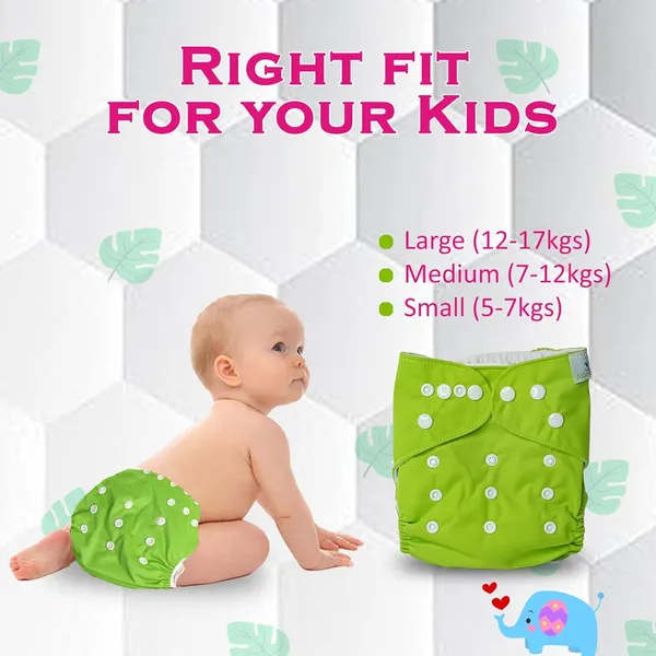 Lime_Green_Reusable_Cotton_Cloth_Diaper_With_Insert_For_Baby