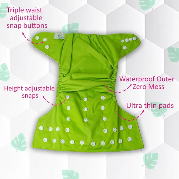 Lime_Green_Reusable_Cotton_Cloth_Diaper_With_Insert_For_Baby