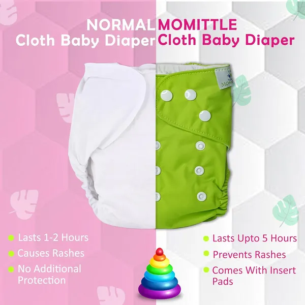 Lime_Green_Reusable_Cotton_Cloth_Diaper_With_Insert_For_Baby