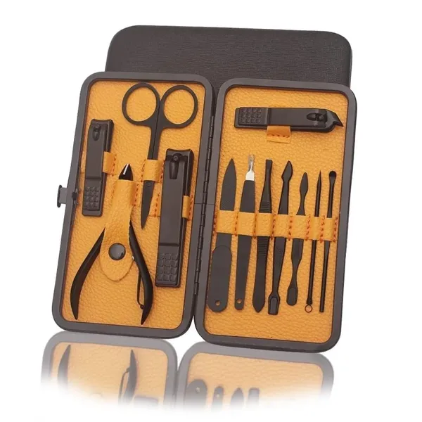 Yellow_Stainless_Steel_Manicure_Pedicure_Grooming_Kit_With_Leather_Case_For_Nail_Tools