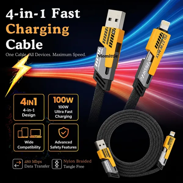 Black_Pvc_4_In_1_Metal_Braided_Charging_Cable_With_Multiple_Connectors_For_Mobile