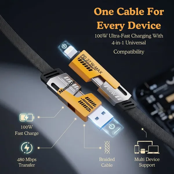 Black_Pvc_4_In_1_Metal_Braided_Charging_Cable_With_Multiple_Connectors_For_Mobile