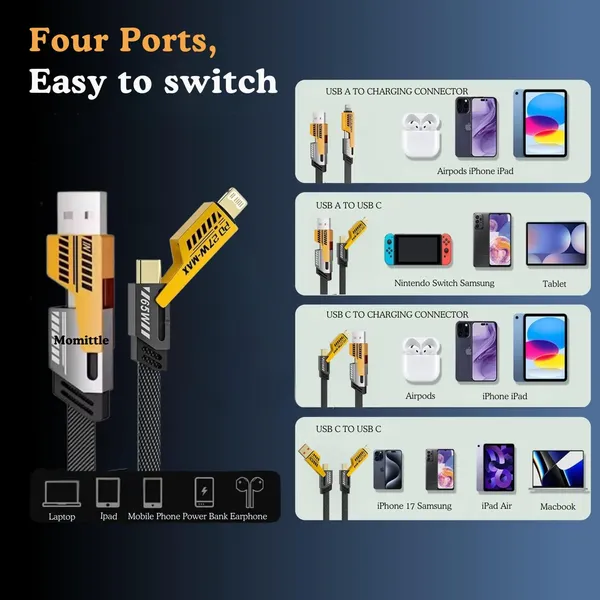 Black_Pvc_4_In_1_Metal_Braided_Charging_Cable_With_Multiple_Connectors_For_Mobile