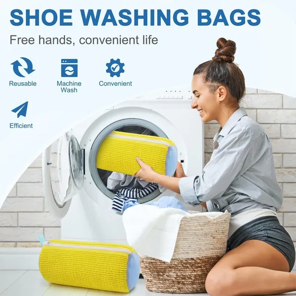 Yellow_Polyester_Shoe_Washing_Machine_Bag_For_Washer_Laundering_Bags
