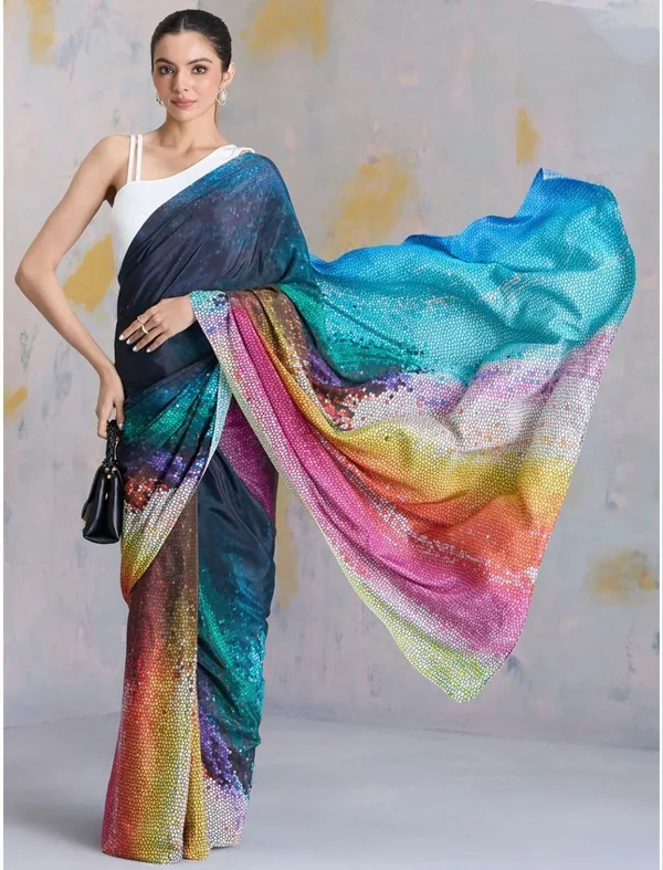 Multicolor_Gradient_Digital_Printed_Satin_Saree_Luxury_Designer_Party_Wear_Satin_Saree_For_Women