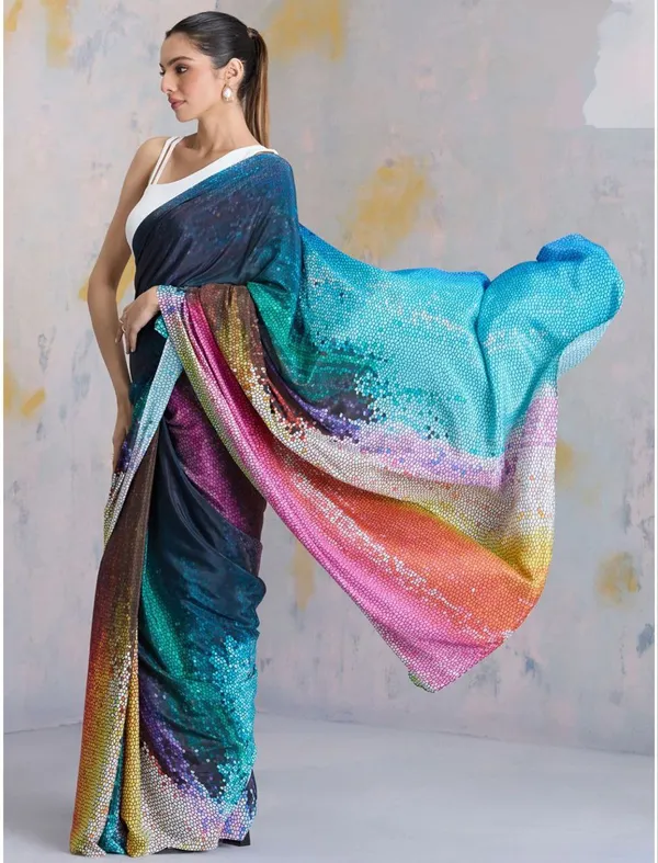 Multicolor_Gradient_Digital_Printed_Satin_Saree_Luxury_Designer_Party_Wear_Satin_Saree_For_Women