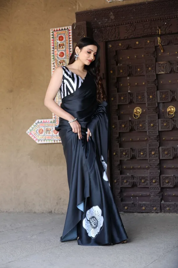 Midnight_Grace_Black_Satin_Floral_Printed_Saree_Elegant_Designer_Party_Wear_Saree_For_Women