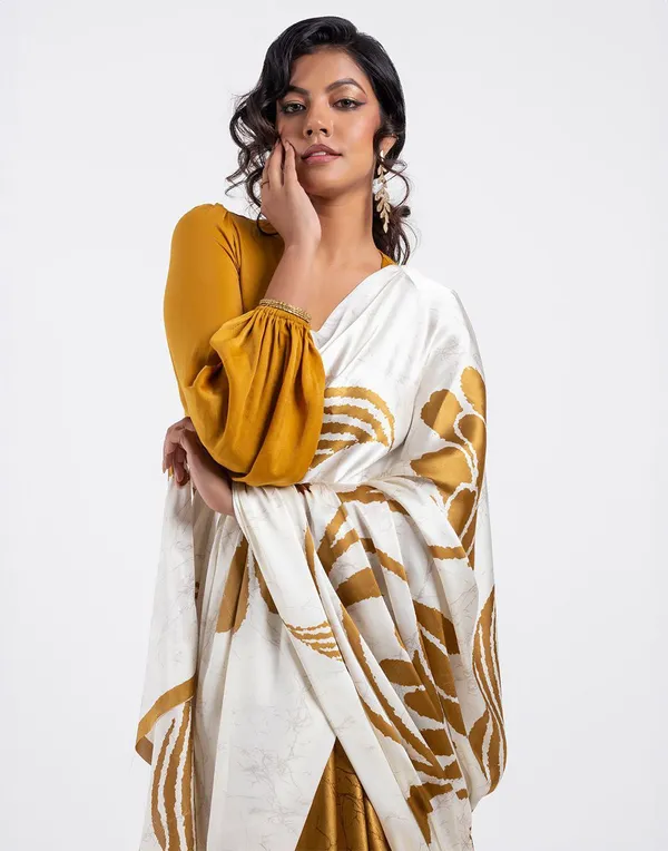 Ivory_Mustard_Gold_Floral_Satin_Designer_Saree_Elegant_Party_Festive_Wear_Saree_For_Women