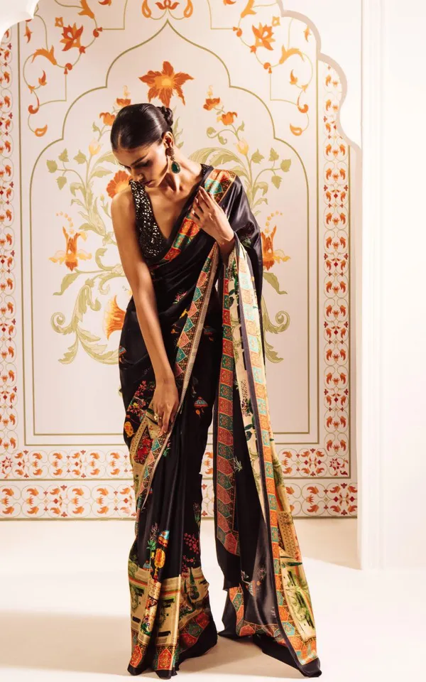 Royal_Noir_Black_Satin_Heritage_Printed_Saree_Luxury_Designer_Festive_Wedding_Wear_Saree_For_Women