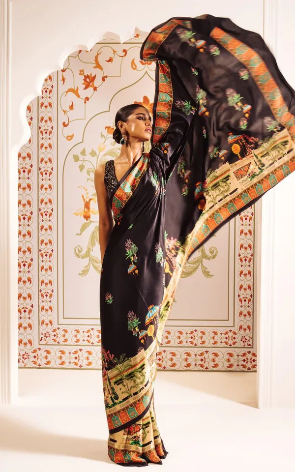 Royal_Noir_Black_Satin_Heritage_Printed_Saree_Luxury_Designer_Festive_Wedding_Wear_Saree_For_Women