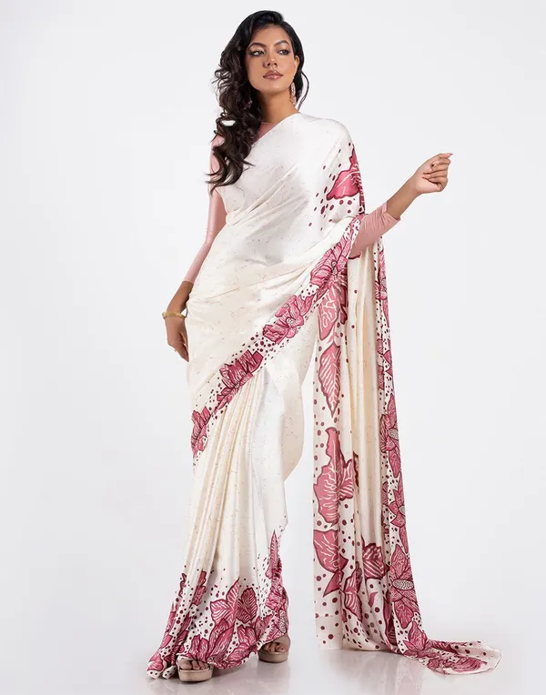 Ivory_Rose_Pink_Satin_Floral_Designer_Saree_Elegant_Party_Festive_Wear_Saree_For_Women