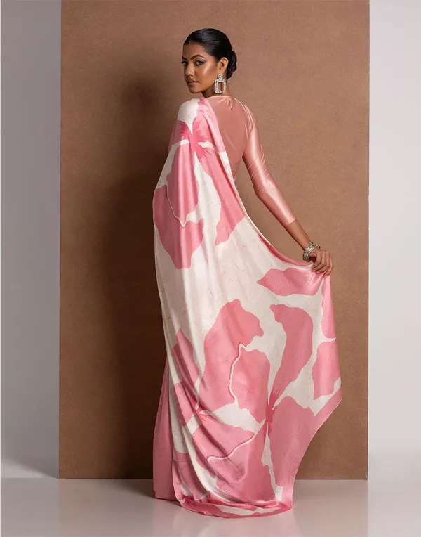 Blush_Pink_Satin_Abstract_Floral_Designer_Saree_Elegant_Party_Festive_Wear_Saree_For_Women