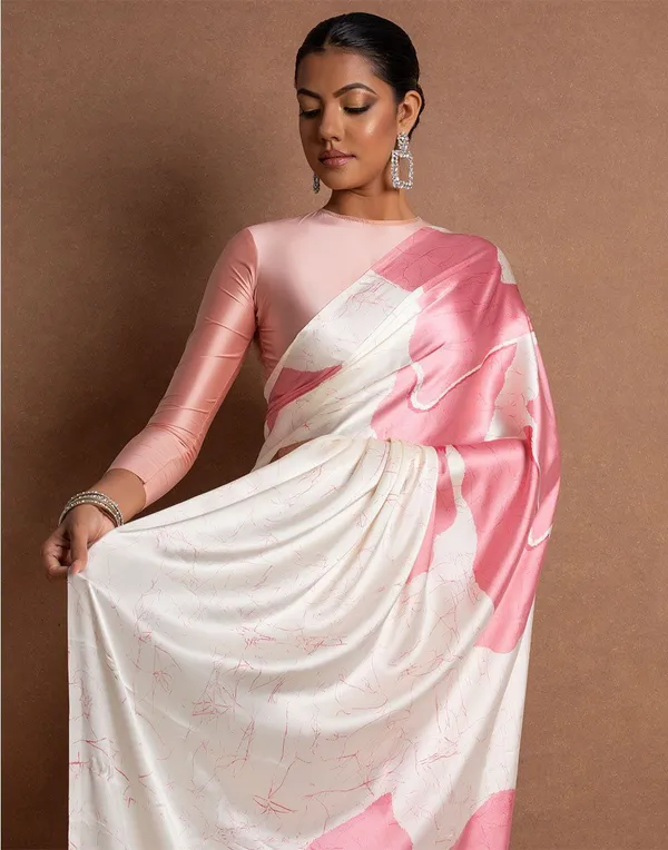 Blush_Pink_Satin_Abstract_Floral_Designer_Saree_Elegant_Party_Festive_Wear_Saree_For_Women
