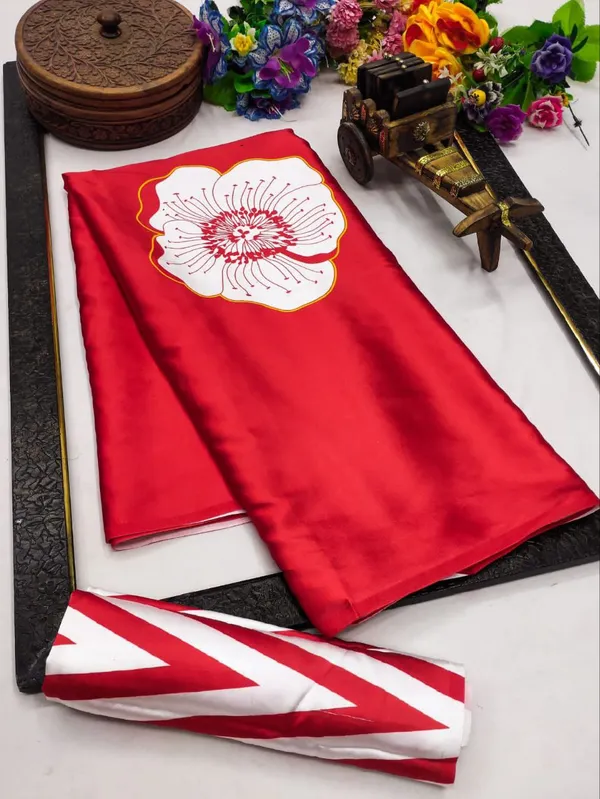 Crimson_Red_Satin_Floral_Designer_Saree_Elegant_Party_Festive_Wear_Saree_For_Women