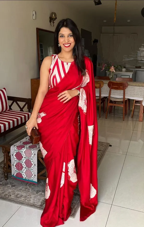 Crimson_Red_Satin_Floral_Designer_Saree_Elegant_Party_Festive_Wear_Saree_For_Women