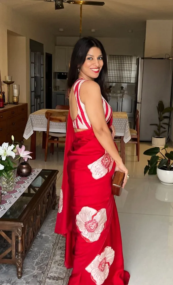 Crimson_Red_Satin_Floral_Designer_Saree_Elegant_Party_Festive_Wear_Saree_For_Women