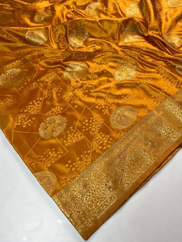 Golden_Mustard_Banarasi_Silk_Saree_For_Women