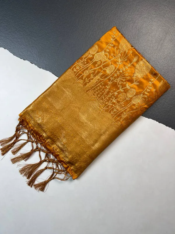 Golden_Mustard_Banarasi_Silk_Saree_For_Women