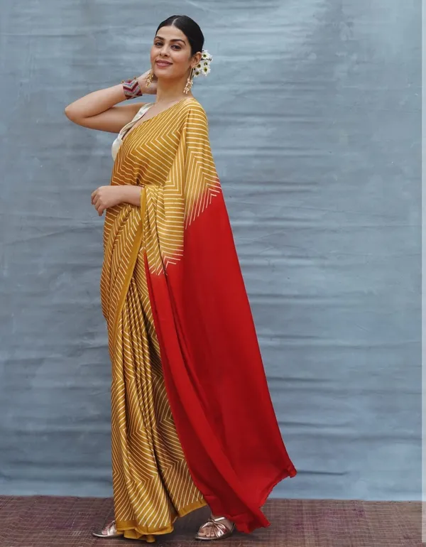 Mustard_Red_Ombre_Designer_Saree_With_Geometric_Stripes_Elegant_Party_Festive_Wear_Saree_For_Women