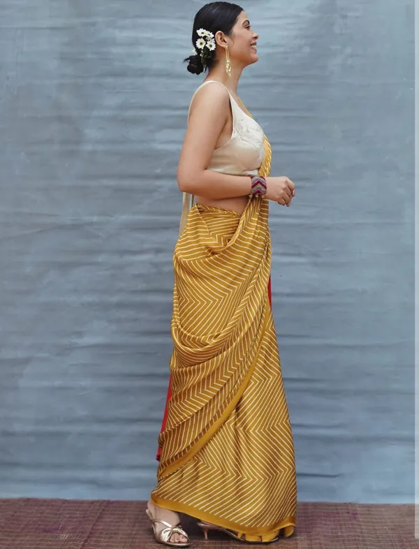 Mustard_Red_Ombre_Designer_Saree_With_Geometric_Stripes_Elegant_Party_Festive_Wear_Saree_For_Women