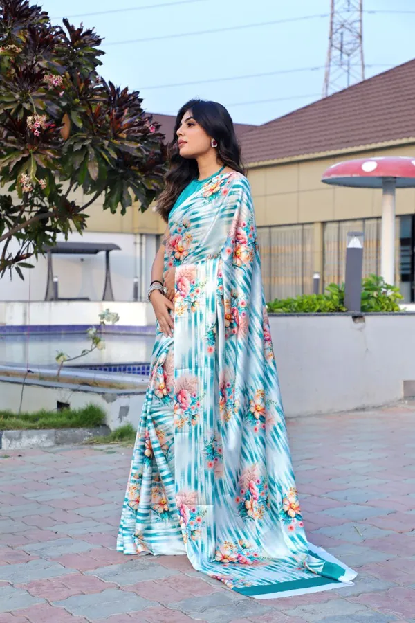 Pastel_Blue_Floral_Printed_Saree_Soft_Elegant_Designer_Saree_For_Party_Festive_Casual_Wear