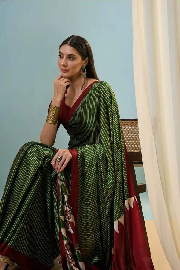 Olive_Green_Maroon_Striped_Ajrakh_Modal_Silk_Saree_With_Designer_Border