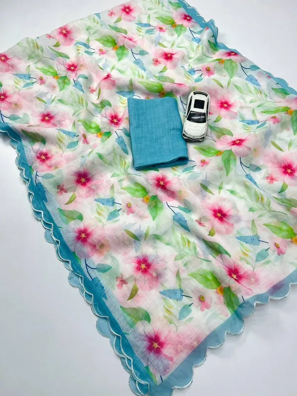 Pastel_Floral_Linen_Saree_With_Soft_Watercolor_Print