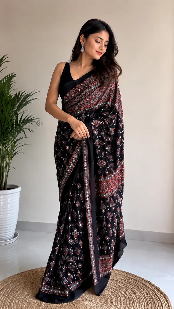 Black_Gajji_Silk_With_Traditional_Motifs_Designer_Saree_For_Women