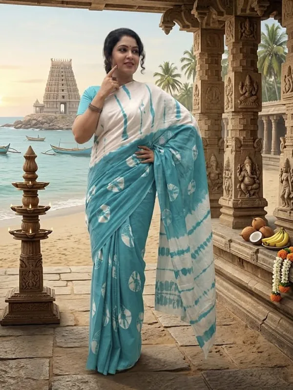 Turquoise_And_White_Tie_Dye_Saree_With_Shibori_Motifs