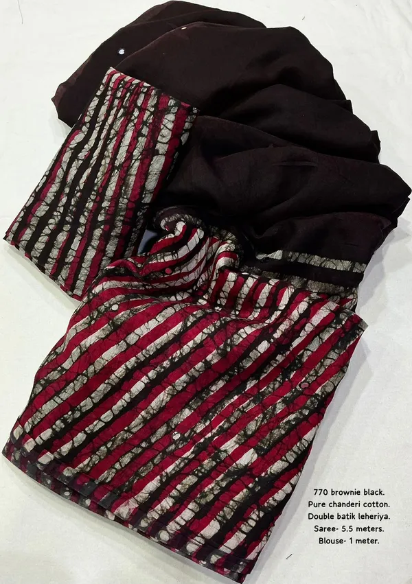 Brownie_Black_Double_Batik_Leheriya_Saree