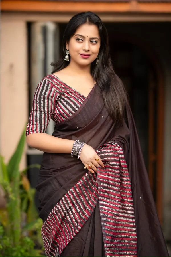 Brownie_Black_Double_Batik_Leheriya_Saree