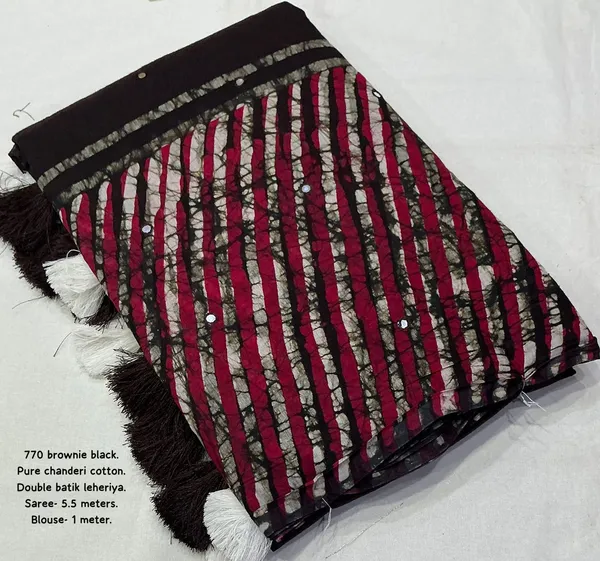 Brownie_Black_Double_Batik_Leheriya_Saree