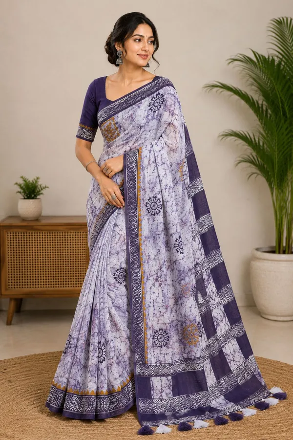 Lavender_Hand_Block_Printed_Chanderi_Cotton_Saree