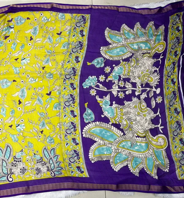 Lime_Green_And_Purple_Floral_Saree_With_Peacock_Pallu