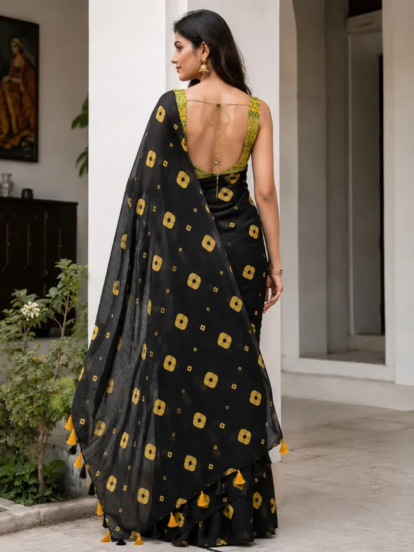 Black_And_Yellow_Bandhani_Inspired_Saree
