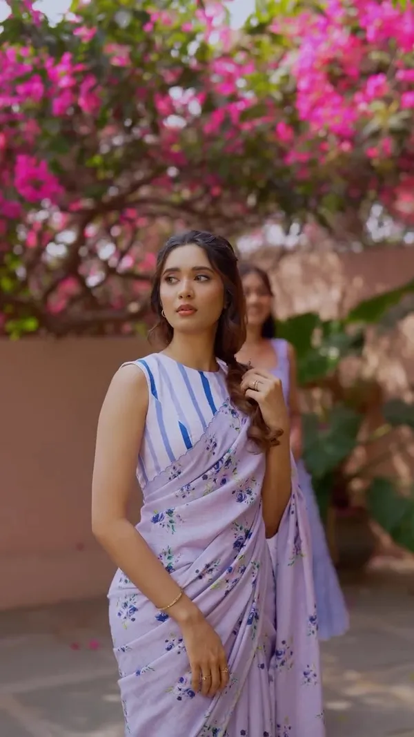 Lavender_Floral_Linen_Cotton_Saree