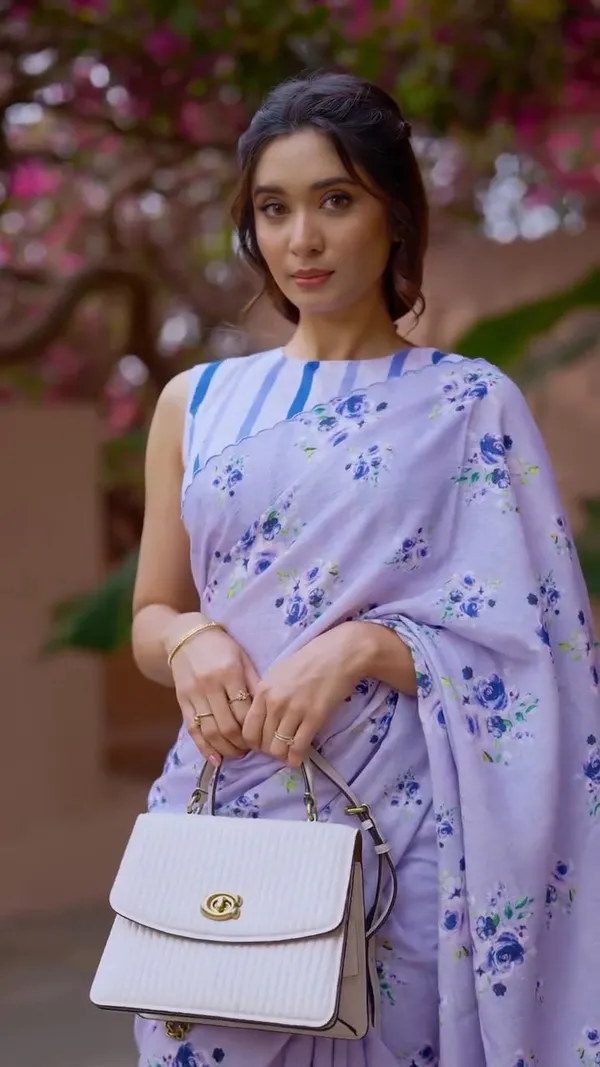 Lavender_Floral_Linen_Cotton_Saree