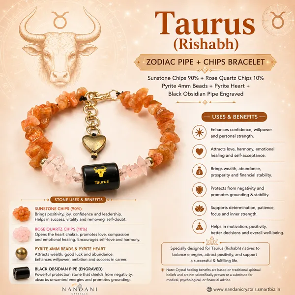 Multicolor_Natural_Stone_Taurus_Zodiac_Chips_Bracelet_For_Unisex
