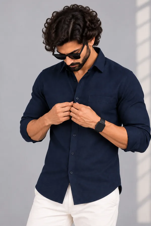 Blue_Solid_Collared_Shirt_For_Men