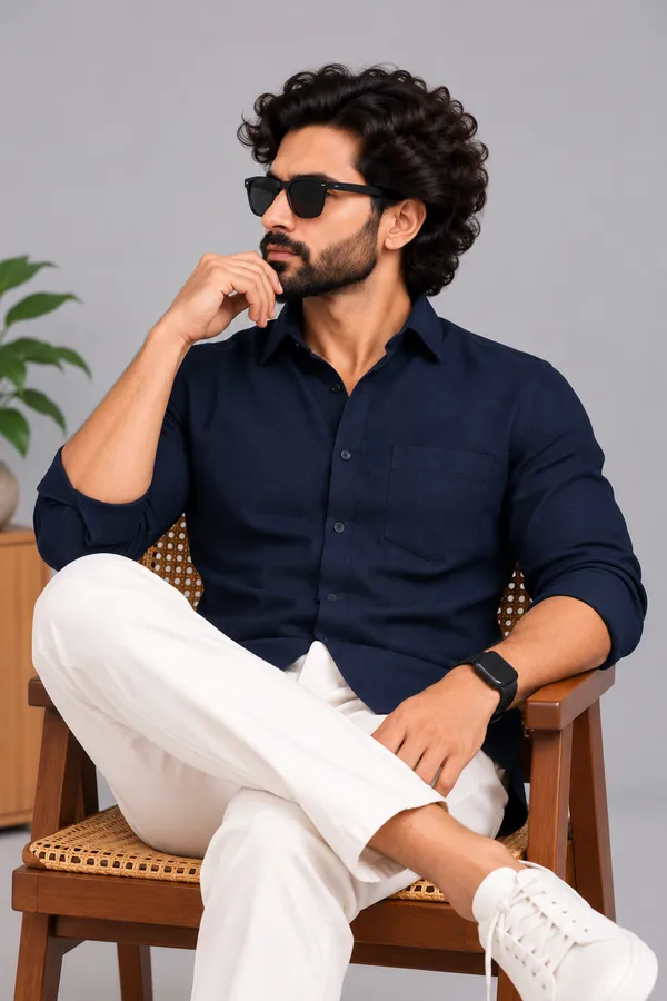 Blue_Solid_Collared_Shirt_For_Men