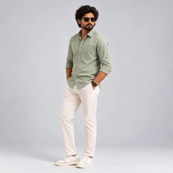 Green_Solid_Casual_Shirt_For_Men