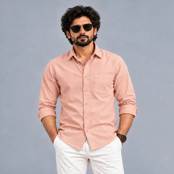 Peach_Solid_Regular_Fit_Formal_Shirt_For_Men