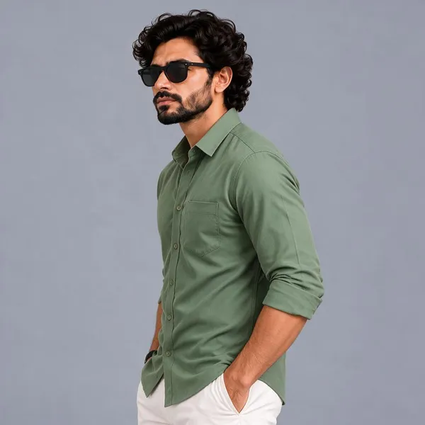 Green_Solid_Casual_Shirt_For_Men