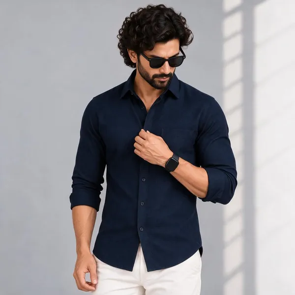 Blue_Solid_Collared_Shirt_For_Men
