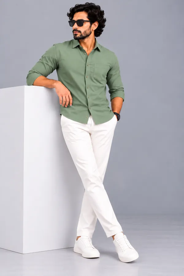 Green_Solid_Casual_Shirt_For_Men